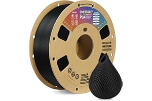 OVERTURE Filament PLA 1.75mm Aufgerüstet, 3D Drucker PLA Filament 1kg Spule (2.2 LBS), Maßgenauigkeit +/- 0.02mm (Schwarz)