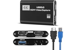 HEAVENBIRD 4K HDMI Video Capture Card, Gaming Capture Card with Microphone, Full HD 1080P 60FPS USB Capture Card, USB 3.0 HDMI Video Capture Device