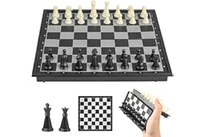 DEREINE Mini Scacchiera Portatile, Scacchiera Magnetica Portatile, 20 x 20 cm Scacchiera da Viaggio, Scacchiera Pieghevole, Scacchi Portatili da Viaggio per Bambini e Adulti