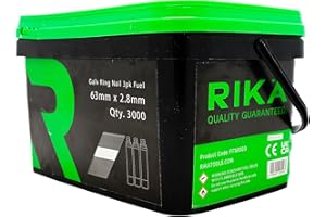 RIKA 1st Fix Collated Ring Nails Galvanized Ring 63mm x 2.8mm 3000 Pack NO Fuel for Use with Most Nail Guns and Nailers First Fix Internal and External Use 3000 Pk