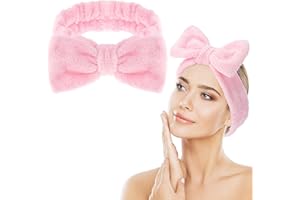 ABEILLO Bandeau spa pour le lavage du visage - Absorbant avec nœud - En polaire corail doux - Pour soins de la peau - Élastique pour sports de douche
