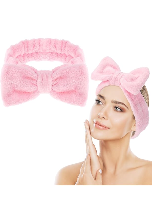 COYUN 3-teiliges Gesichtspflege-Set Mit Bärenohren-Stirnband & Armbändern – Für Make-up, Waschen & Spa