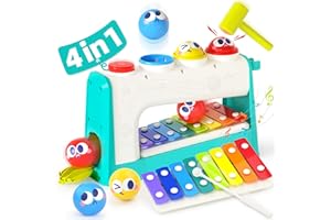 HOLA Toys for 1 Year Old Boys Girls Gifts, Toddler Xylophone Pounding, Baby Toys 12 Months with 3 Balls & Hammer, 1st Birthday Gifts for Girls Boy