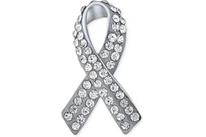 BLING JEWELRY Broche Ruban De Sensibilisation Au Cancer - Cristal Émail Argent Bleu Rose Violet - Symbole De Soutien Et De Survie - Accent Plaqué Or Argent - Bijou Attentionné Pour Femmes