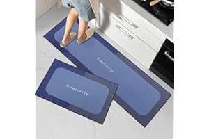 Freiesoldaten Antiscivolo Set di Tappeti da Cucina 2 Pezzi Tappetino da Cucina Assorbente Lavabile Tappetini in Piedi per Cucina Camera da Letto Soggiorno, 40x60cm + 40x120cm
