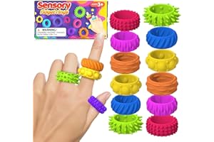 LIUQOBN 12 Pack Sensory Rings Fidget Ring，Fidget Rings，Anxiety & Stress Relief Finger Toys Focus & Sensory Stimulation Quiet Fidgets Against Anxiety in the Classroom