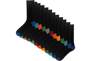 The Essentials Wardrobe Mens Socks 12 Pairs Heel & Toe Coloured Socks Mens Ribbed Top Formal & Casual Multipack Socks Soft Breathable Elastane Stretch Ankle Socks Size 6-11