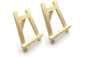 HaoChen 2 Pièces Chevalet de Peintre, Chevalet en Bois, Petit Chevalet de Tabl, Support de Calendrier de Table, pour la Peinture, Le Dessin, Les Loisirs Créatifs et Artistiques (20x5 cm)