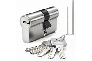 MANICAF Schließzylinder 25/35, Profilzylinder, Euro-Zylinder-Schloss, Schliesszylinder, Zylinderschloss 60mm mit 5 Messing Schlüssel