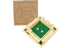 Kitchnexus Deluxe 4-Spieler Shut The Box Holz Tisch Spiel Klassisch Würfelspiel Board Spielzeug (Grün)