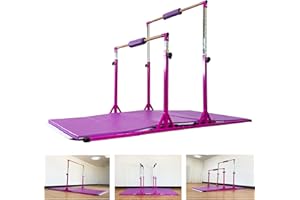 MARFULA Gymnastics Double Horizontal Bars 3Play Parallel Bars Uneven Bars Gymnastics Training Kip Bar with 304 Stainless Steel Regulating Arms & Fiberglass Rail for Indoor Outdoor Home Club Use