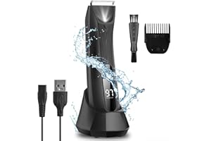 MUCEK Trimmer for Men, Ball Trimmer Men Rechargeable with LCD Display, Mens Pube Trimmer for Private Parts & Pubic Hair Groin Hair, Balls Trimmer Men Waterproof Wet and Dry, Body Groomer Men (Black)