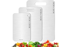 AUAURAINTT 3 Piezas Tabla de Cortar de Titanio, Tabla De Cortar Acero Inoxidable SUS316, Grado Alimenticio de Doble Cara, para Garantizar el Sabor Original