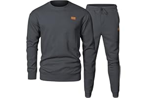Elegancity Men's Tracksuit set Crewneck Pullover Sweatshirt Men Long Sleeve Casual 2 Piece Sets Textured Jumper and Joggers
