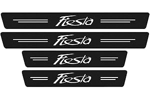EAGLEG 4 Stück Auto Einstiegsleisten Schutz, für Fo-rd Focus Fiesta Fusion Kuga Edge VIGNALE ST-Line S-MAX C-MAX Escape Auto Kohlefaser Türschweller Schutz mit Logo Aufkleber Kantenschutz, Fiesta