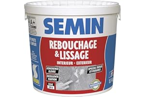 Semin Enduit de Rebouchage - Spécial Fissures et Trous de Vis - Intérieur/Extérieur - Seau de 1,5 kg - 1m²
