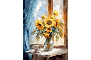 luckyarina Malen Nach Zahlen Erwachsene Sonnenblumen-Sonnenblume Malen Nach Zahlen Erwachsene Leinwand,Blume Paint by Numbers Adult DIY für Geschenk Home Wand Décor 30x40cm