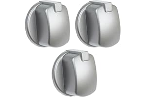 Spares2go Kontrollknopfschalter kompatibel mit Indesit Herd (3 Stück, Silber)