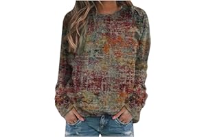 WOXIHUAN Donna Felpa Maniche Lunghe Stampa Floreale Camicette Patchwork Tops Pullover Maglietta Cotone Maglia Manica Lunga Morbide Maglione Curvy