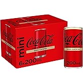 Coca-Cola Zero Caffeine Cola Soda Pack 6 Mini 200ml | Sugar Free Cola Drink - Caffeine Free - Low Calorie - Great for Home, P