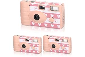 KIGELI 3 Pack Disposable Camera for Wedding Simple Use Color Film Camera with Flash Disposable Cameras One Time Camera for Gathering Wedding Travel Party Supply (Pink)