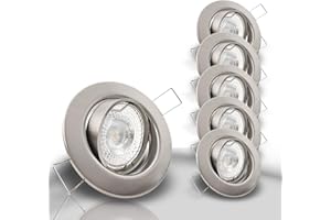 ‎TRENDLIGHTS24 trendlights24 Decora Decken Einbaustrahler flach 35 mm 230V 5er Set - LED Spots je 5W Warmweiß 400lm austauschbar - Edelstahl gebürstet Optik 68 mm