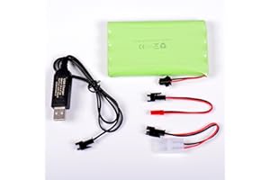 AFTERTECH PACCO BATTERIA Ni-MH 9,6v 2400mAh 102x59x15mm CON CAVO DI RICARICA USB E CONNETTORE SPINA SM 2P KET JST E3D1