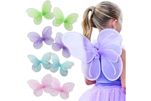 Butterfly Craze Ali da fata, angelo o farfalla da bambina – Accessori per costumi per feste o tempo libero – Confezione da 8 set di ali – Colori: blu, verde, rosa, viola