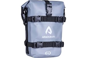 ‎ARMOURAIN ARMOURAIN Motorcycle Bumper Side Bag Waterproof 6L Motor Crash Bar Side Pockets Bag with Shoulder Strap Motorcycles Side Frame Side Case Bag Riding Tools Accessories (PVC Grey)