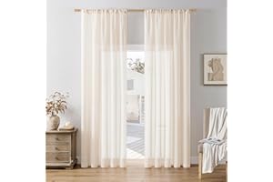 Softalker Stores Gardinen Wohnzimmer Modern Vorhänge mit Schlaufen Vorhang Weiß Gardine Schlafzimmer Ösenvorhang 225 cm Lang Fertiggardinen 140 cm Breit Sheer Curtains & Drapes, 2er Set