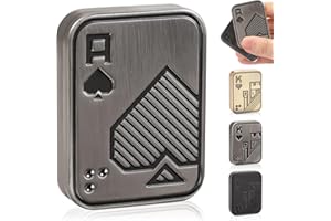 Bufccy Fidget Slider, Metal Poker Push Card,Hand Spinners Toy, Fidget Clicker for Adults Teens, Relieve Stress Anxiety ADHD, Gift for Boyfriend, Husband and Father (Silver A)