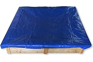 Gartenpirat Sandkasten 150x150 Holz Lärche mit Abdeckung Plane blau