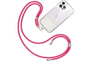 TBOC Cordón Correa Cuerda Universal [Fucsia] Colgar Funda Teléfono Móvil en Cuello - Cinta Cadena Colgante con Parche [Blanco Ice] de Plástico - Cuerdas Colgador Lanyard con Enganche Porta Móviles