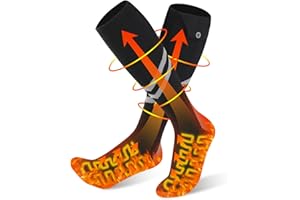 2023 Ferdiiz Calze Riscaldate a Batteria, 2 x 6000mAh/5V Max. 14 Ore Inverno Ricaricabili Calzini USB Riscaldati Scaldapiedi Elettrico Calze al ginocchio con 4 Temperature per l'intero Plantare