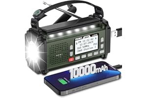 PRUNUS J-924 Wind Up Radio DAB/FM, Rechargeable Radios with 10000mAh, Solar Radios, Digital Radio with Bluetooth, sleep timer, Crank, Torch, Reading Lamp & SOS for Camping and Emergencies