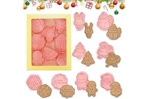 Viilich Moldes Galletas Navidad, 8 piezas Cortadores Galletas Navidad, Navidad 3D Cortador para Galletas Plástico Molde Galletas para, para cookie decoración de pasteles