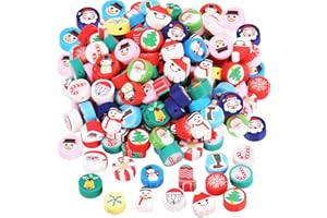 IHLOOTD Abalorios Navidad 200 Piezas Pulseras Navideñas Niños Abalorios para Hacer Pulseras Pendientes Cuentas Pulseras Manualidades Navideñas Bonito DIY Collares Regalos para Familiares y Amigos (A)