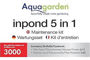 Aquagarden, Kit de filtres pour Bassin, Jeu de filtres avec Mousse, Cartouches avec Filtre Tampon en Laine polymère, adapté au modèle Inpond 5 en 1 de 3000 litres