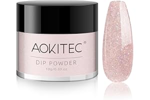 Aokitec 28 g polvere per immersione, glitter rosa gelatina, polvere per unghie per principianti, polvere acrilica professionale per immersione per nail art, non necessita di lampada per unghie