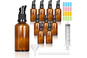 CafullCon 10 Stück Leer Glasflaschen Braun, 30ml Bernsteinfarbene Glas-Lotion-Flaschen, Nachfüllbar Lotionspender Braunglas Flasche mit Pumpe für Aromatherapie, ätherische Öle, Creme, Kosmetik