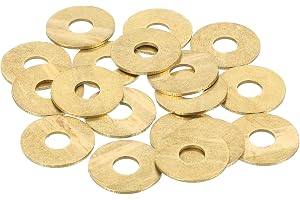QUARKZMAN 18 stycken platta brickor i mässing. M6 kopparbricka set för skruvar. Innerdiameter 6 mm. Ytterdiameter 18 mm. 1 mm
