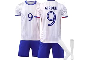 FTRGHNY Maillot Equipe de France Football 2024 2025 Nouveau Maillot de Foot Enfant et Homme,Ensemble foot Soccer Jersey 3 Pièces, Équipement Football Garçons/Adultes Entrainement T-Shirt et Short Chaussettes