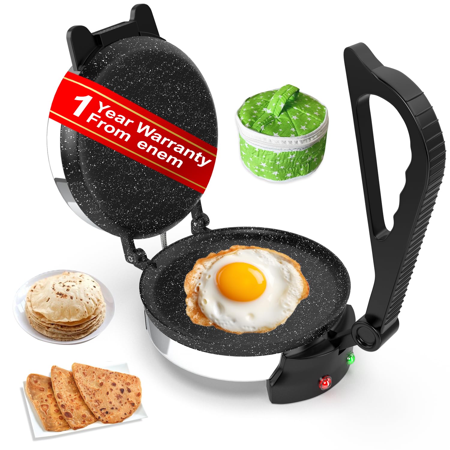 Enem Multipurpose Roti Maker, with Free Roti Pouch, for Making Roti/Parathas/Omelette/Theplas, with 1 Year Warranty & Custome
