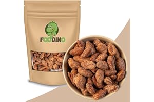 ‎FOODINO Gebrannte Mandeln geröstet karamellisiert knackig knusprige Nostalgie vom Jahrmarkt Gebrannte Mandeln süß 1kg 5kg wiederverschließbar Premium Qualität FOODINO (1kg)