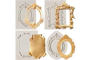 MYPRACS Set di 4 stampi in silicone con cornice portafoto, per decorare torte, pasta di gomma, cupcake, caramelle, cioccolato, argilla polimerica