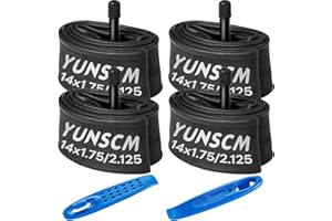 YunSCM 4Pcs 47/57-254 14 Pouces Chambre à air 14x1.75/1.95/2.125 AV32mm Valve Compatible Route/Ville/Vélo de Montagne Chambre à air 14x1.75 14x1.95 14x2.0 14x2.10 14x2.125