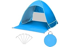BUOAZR Tienda de Playa Pop-up 2-4 Personas, Carpa Plegable Portátil Protección Sol Anti UV 50+, 165 x 150 x 110 cm, Beach Tent para Parque y Pescar