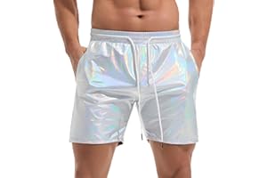 Amy Coulee Metall Shorts Herren Glänzend Nachtclub Disco Party Glänzend Kurze Hose