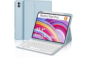 SENGBIRCH Custodia Tastiera per Redmi Pad Pro 12,1", Xiaomi Pad POCO 12.1 Pollici 2024, Cover Tastiera Bluetooth Magnetica Staccabile per Redmi Pad Pro 12,1 Pollici, Italiana QWERTY, Azzurro