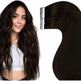 LaaVoo Extension Capelli Veri Biadesivo 20pcs 30cm 30g Extension Biadesive Capelli Veri Marrone Scuro Lisci Remy Tape in Hair